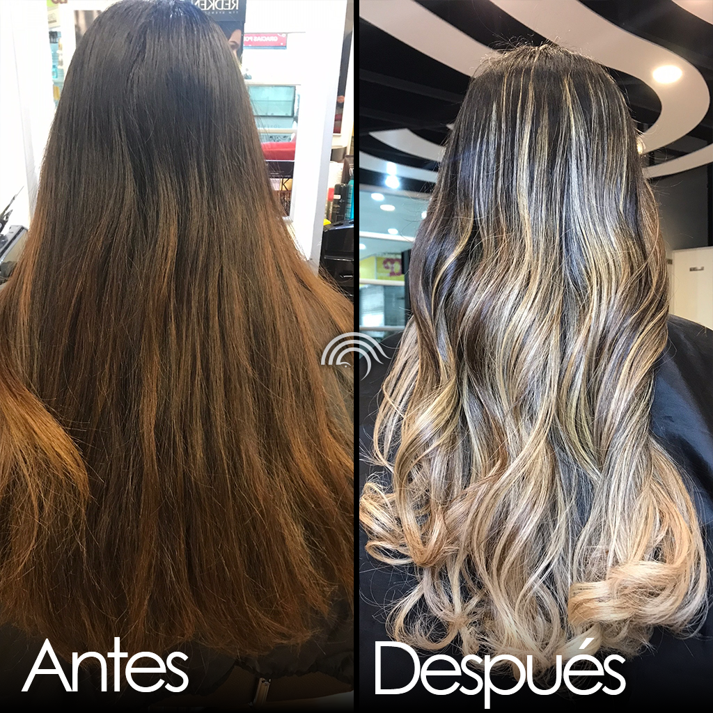 Antes y despues de un cambio de look con ondas y color